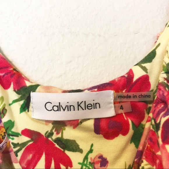 Calvin Klein Dresses Calvin Klein Yellow Floral Bubble Dress Poshmark